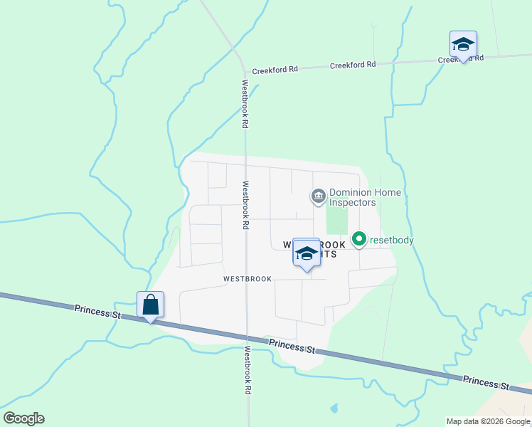 map of restaurants, bars, coffee shops, grocery stores, and more near 1453 Woodfield Crescent in Kingston