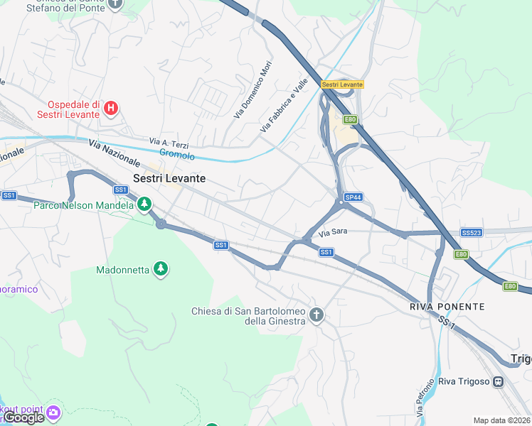 map of restaurants, bars, coffee shops, grocery stores, and more near 6 Via Alessandro Manzoni in Sestri Levante