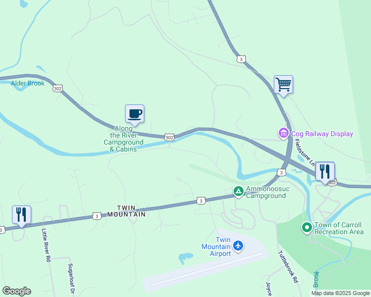 map of restaurants, bars, coffee shops, grocery stores, and more near 72 Black Bear Road in Carroll