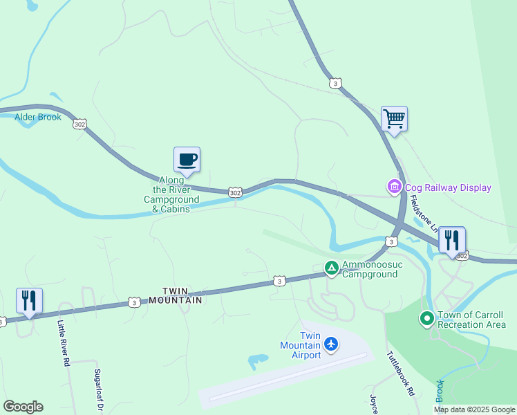 map of restaurants, bars, coffee shops, grocery stores, and more near 72 Black Bear Road in Carroll