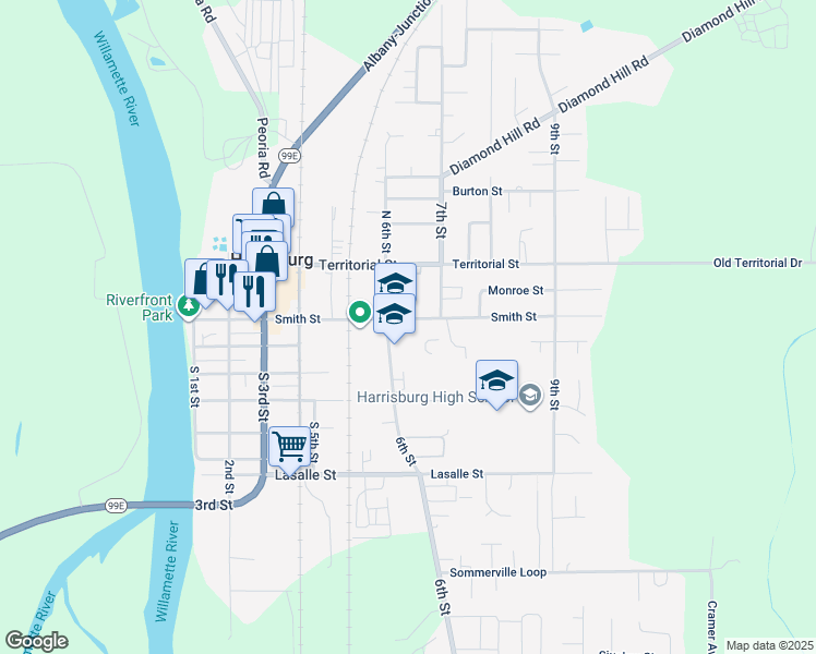 map of restaurants, bars, coffee shops, grocery stores, and more near 642 Smith Street in Harrisburg