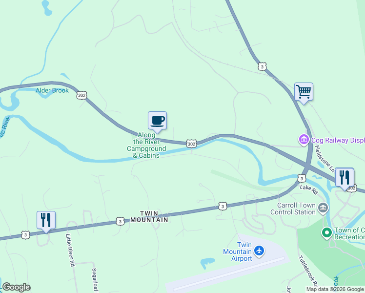 map of restaurants, bars, coffee shops, grocery stores, and more near 310 U.S. 302 in Carroll