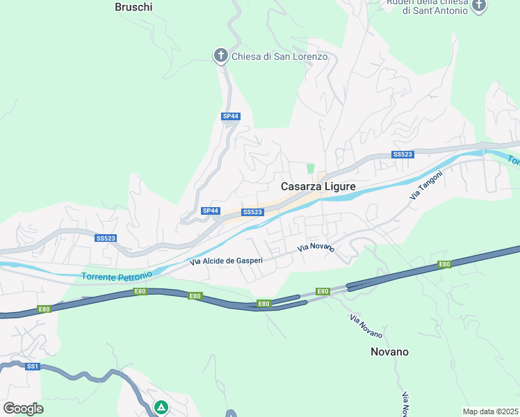 map of restaurants, bars, coffee shops, grocery stores, and more near 76 SP523 in Casarza Ligure