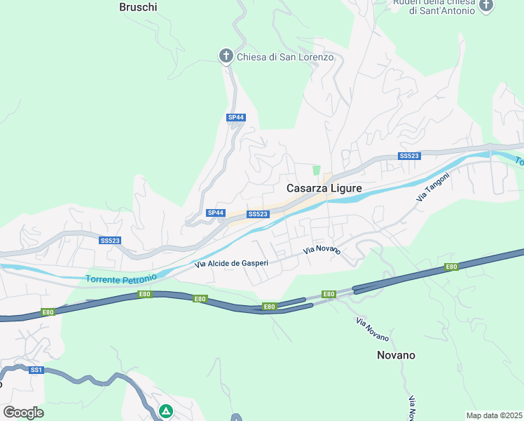 map of restaurants, bars, coffee shops, grocery stores, and more near 76 Strada Provinciale 523 in Casarza Ligure