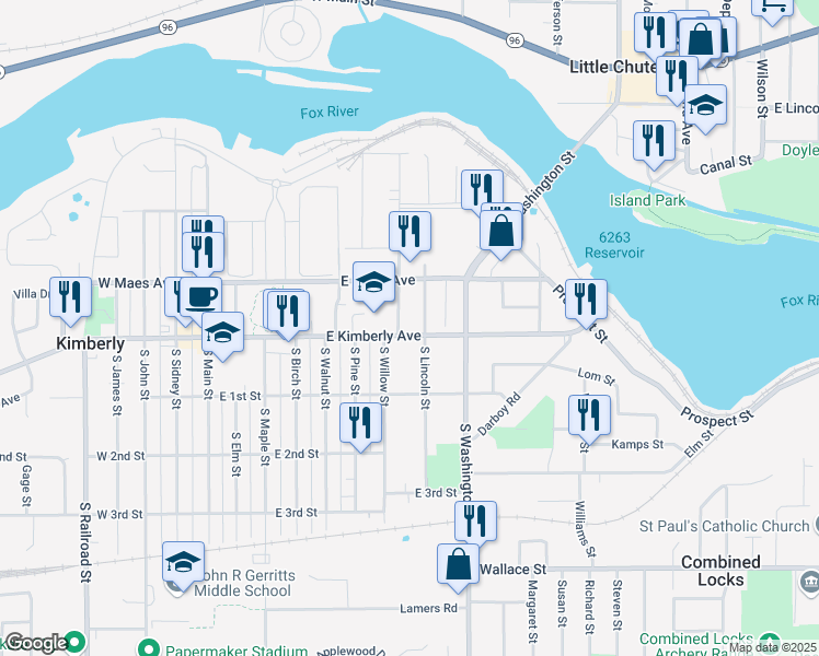 map of restaurants, bars, coffee shops, grocery stores, and more near 716 East Kimberly Avenue in Kimberly