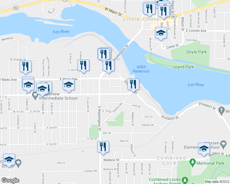 map of restaurants, bars, coffee shops, grocery stores, and more near 1024 East Kimberly Avenue in Kimberly