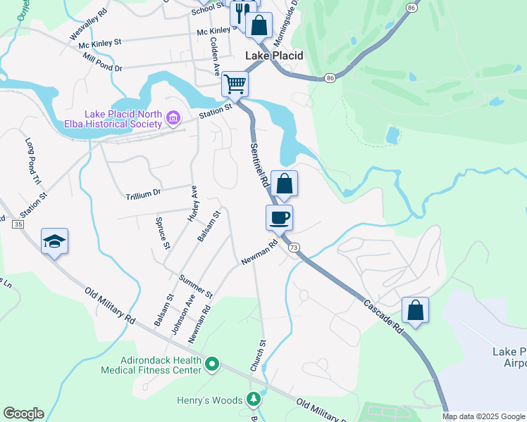 map of restaurants, bars, coffee shops, grocery stores, and more near 5967 New York 73 Scenic in Lake Placid