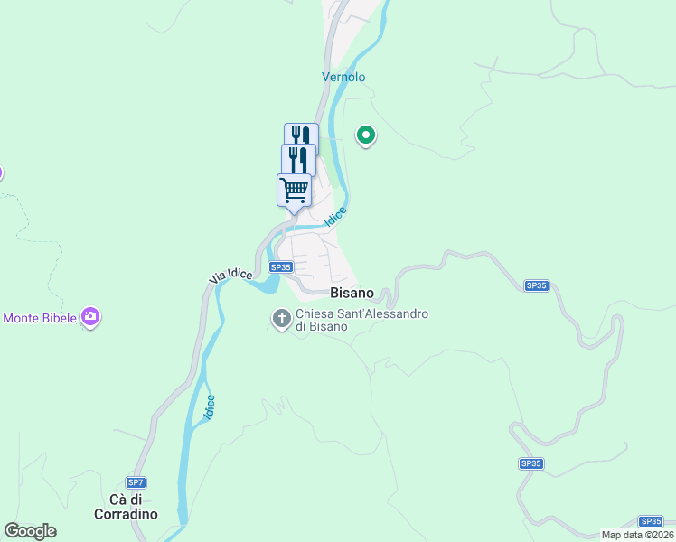 map of restaurants, bars, coffee shops, grocery stores, and more near in Bisano
