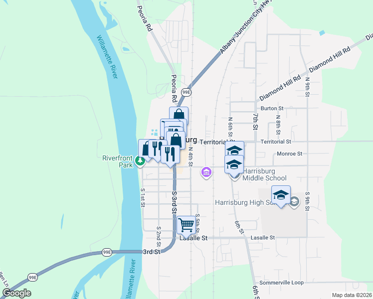 map of restaurants, bars, coffee shops, grocery stores, and more near 230 North 3rd Street in Harrisburg