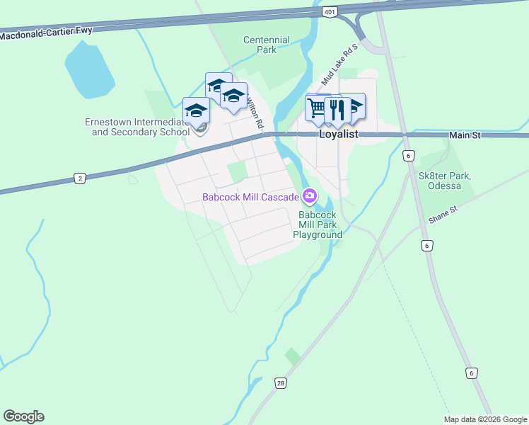 map of restaurants, bars, coffee shops, grocery stores, and more near Brennan Crescent in Odessa