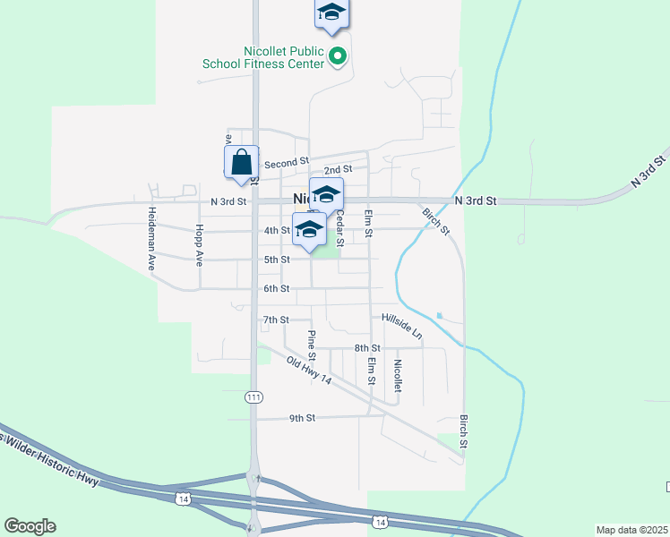 map of restaurants, bars, coffee shops, grocery stores, and more near 428 Cedar Street in Nicollet