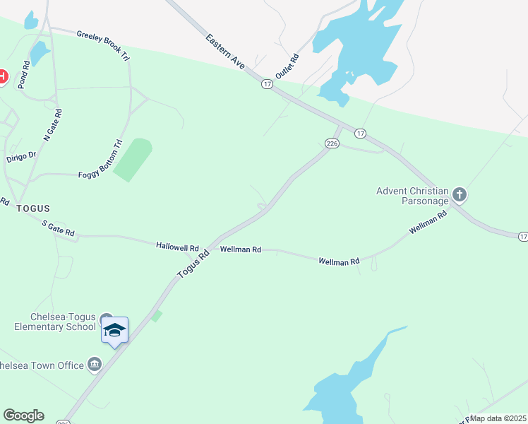 map of restaurants, bars, coffee shops, grocery stores, and more near 700 Togus Road in Chelsea