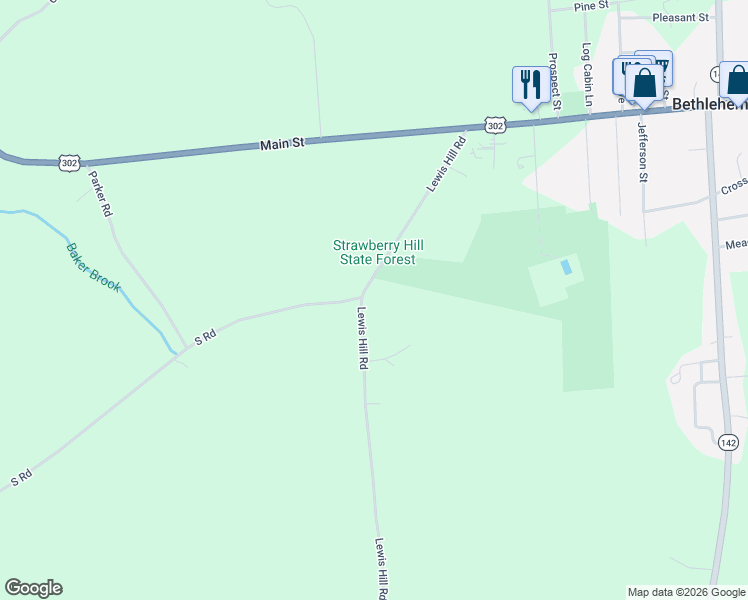 map of restaurants, bars, coffee shops, grocery stores, and more near 359 Lewis Hill Road in Bethlehem