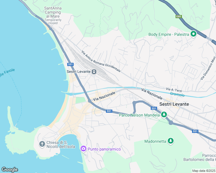 map of restaurants, bars, coffee shops, grocery stores, and more near 5 Vico Gromolo in Sestri Levante