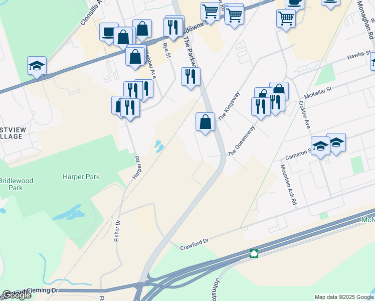 map of restaurants, bars, coffee shops, grocery stores, and more near 638 The Kingsway in Peterborough