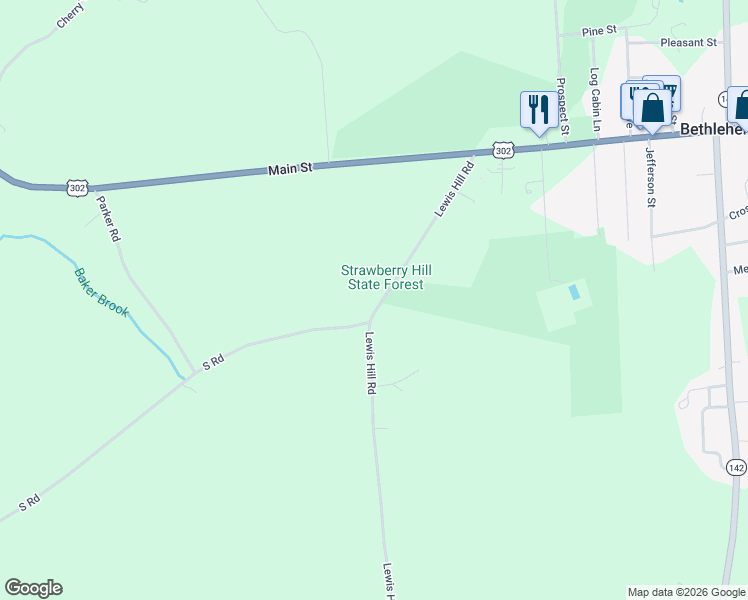 map of restaurants, bars, coffee shops, grocery stores, and more near 204 Lewis Hill Road in Bethlehem