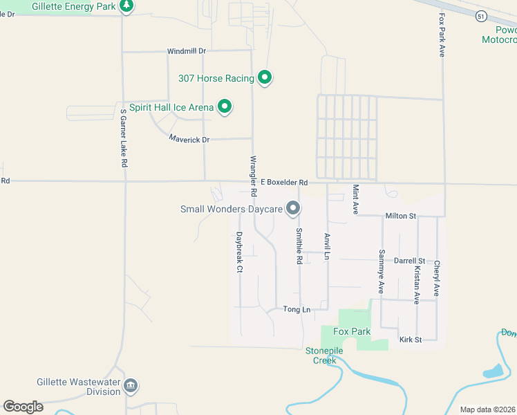 map of restaurants, bars, coffee shops, grocery stores, and more near 2100 Daybreak Drive in Gillette