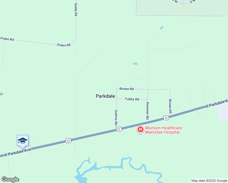 map of restaurants, bars, coffee shops, grocery stores, and more near 1950 Guthrie Road in Manistee
