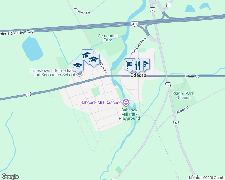 map of restaurants, bars, coffee shops, grocery stores, and more near 26 Battery Street in Odessa