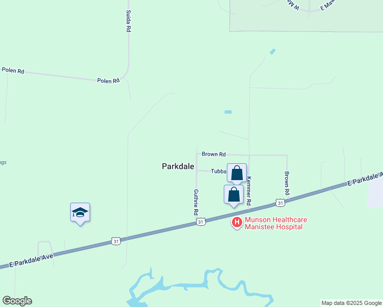 map of restaurants, bars, coffee shops, grocery stores, and more near 1950 Guthrie Road in Manistee