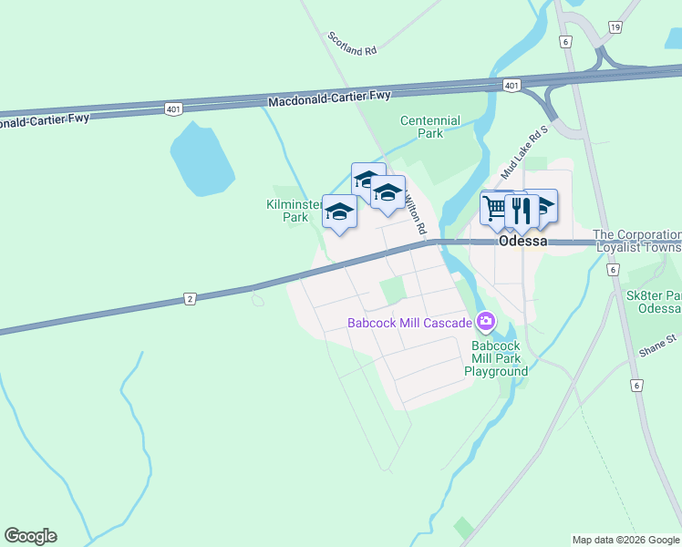 map of restaurants, bars, coffee shops, grocery stores, and more near 10 Potter Drive in Odessa