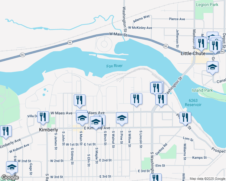 map of restaurants, bars, coffee shops, grocery stores, and more near 433 North Main Street in Kimberly