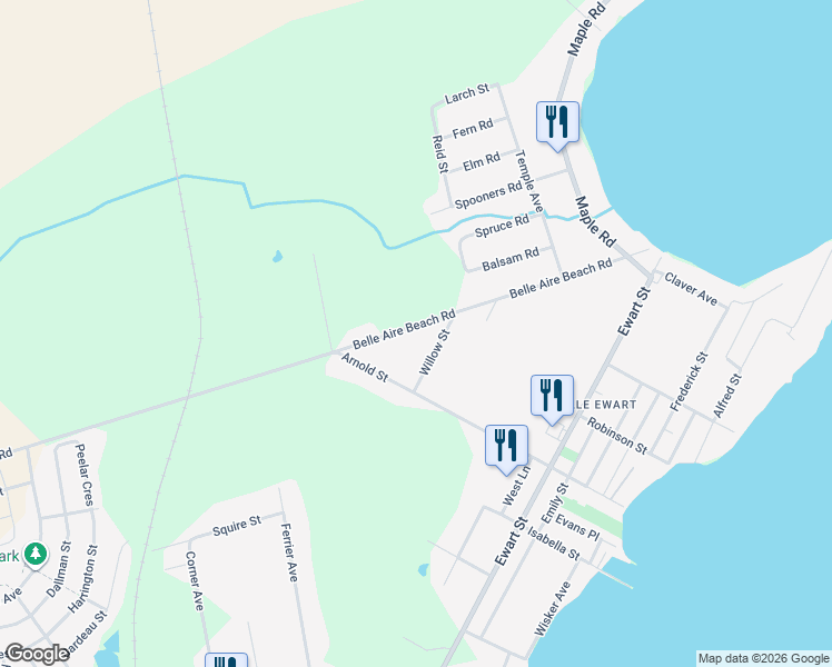 map of restaurants, bars, coffee shops, grocery stores, and more near 1147 Belle Aire Beach Road in Innisfil