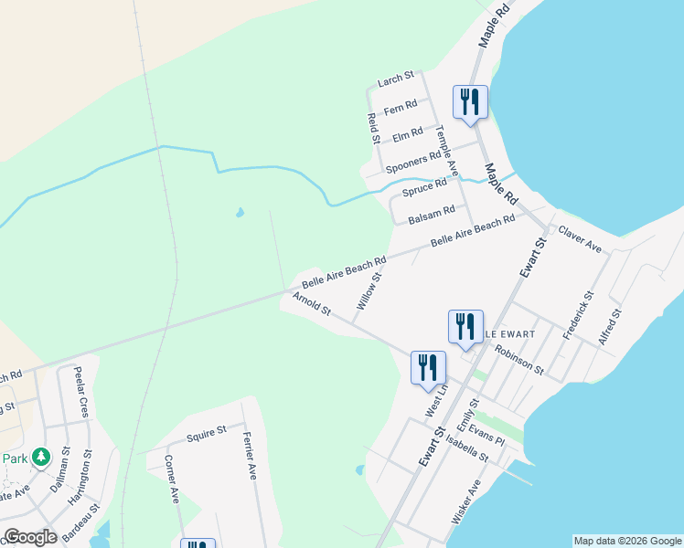 map of restaurants, bars, coffee shops, grocery stores, and more near 1147 Belle Aire Beach Road in Innisfil