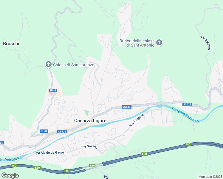 map of restaurants, bars, coffee shops, grocery stores, and more near 25 Via S. Giovanni in Casarza Ligure