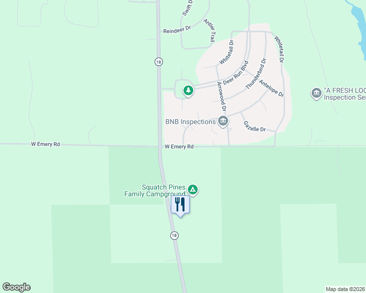 map of restaurants, bars, coffee shops, grocery stores, and more near 100 Northland Drive in Roscommon County