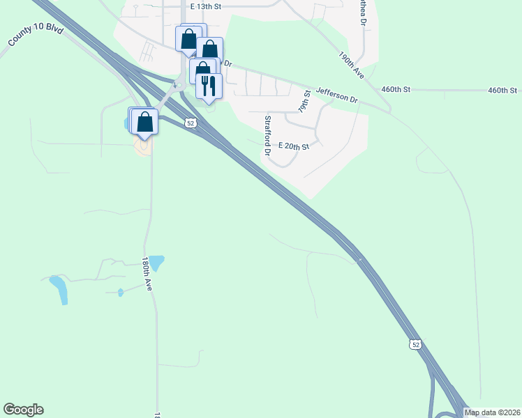 map of restaurants, bars, coffee shops, grocery stores, and more near 46523 U.S. 52 in Zumbrota