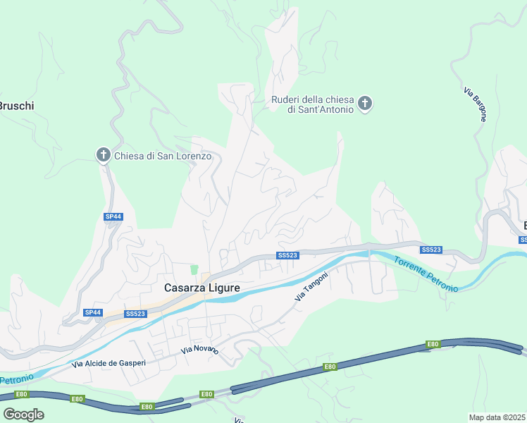 map of restaurants, bars, coffee shops, grocery stores, and more near 25 Via S. Giovanni in Casarza Ligure