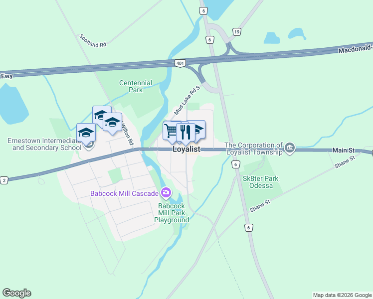 map of restaurants, bars, coffee shops, grocery stores, and more near in Loyalist