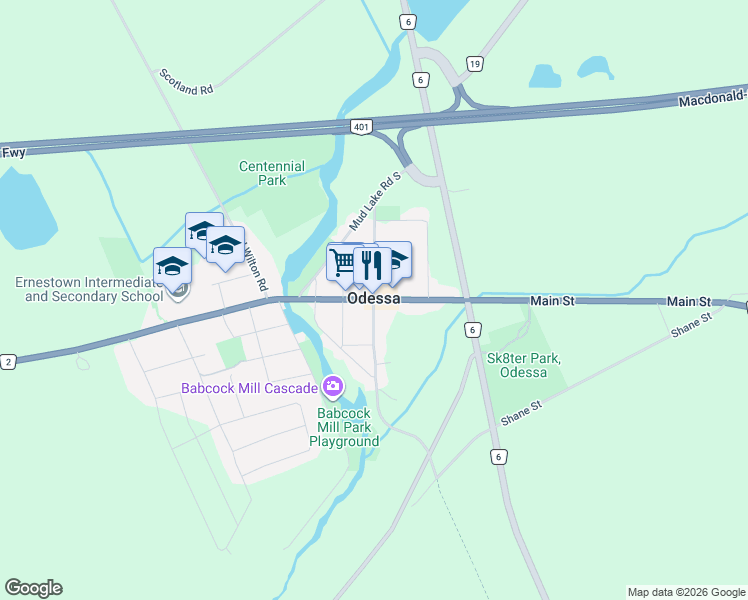 map of restaurants, bars, coffee shops, grocery stores, and more near in Lennox and Addington County