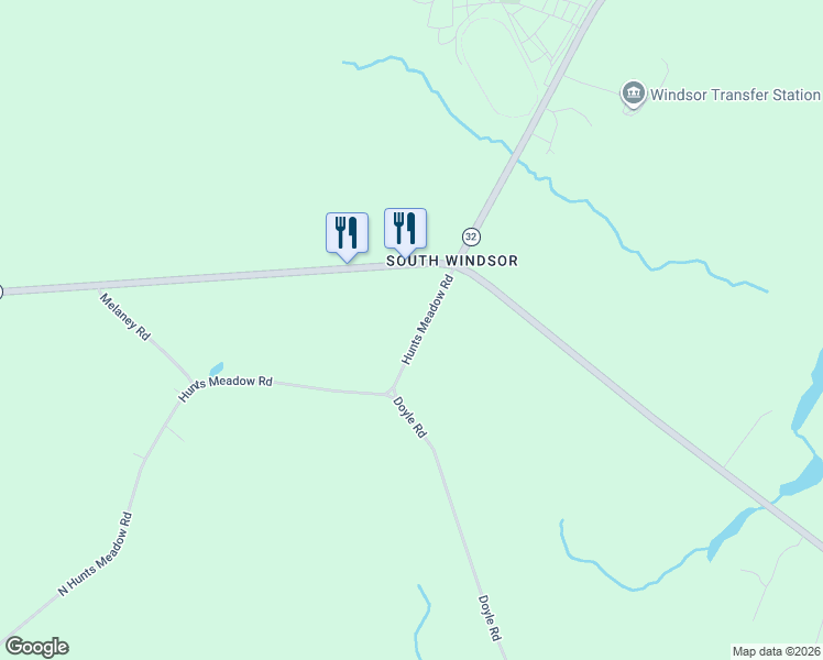 map of restaurants, bars, coffee shops, grocery stores, and more near 458 Hunts Meadow Road in Windsor