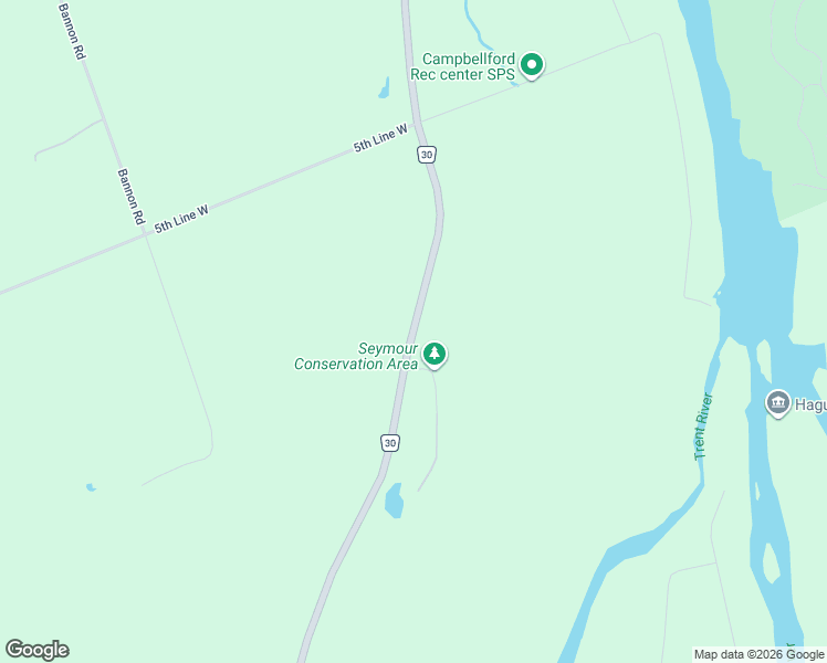 map of restaurants, bars, coffee shops, grocery stores, and more near 5757 County Road 30 in Harcourt