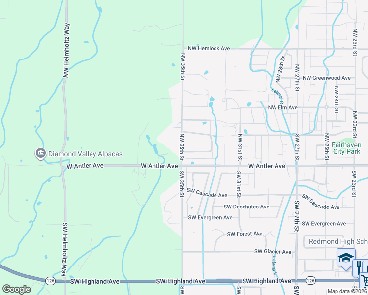 map of restaurants, bars, coffee shops, grocery stores, and more near 3480 Northwest Birch Avenue in Redmond