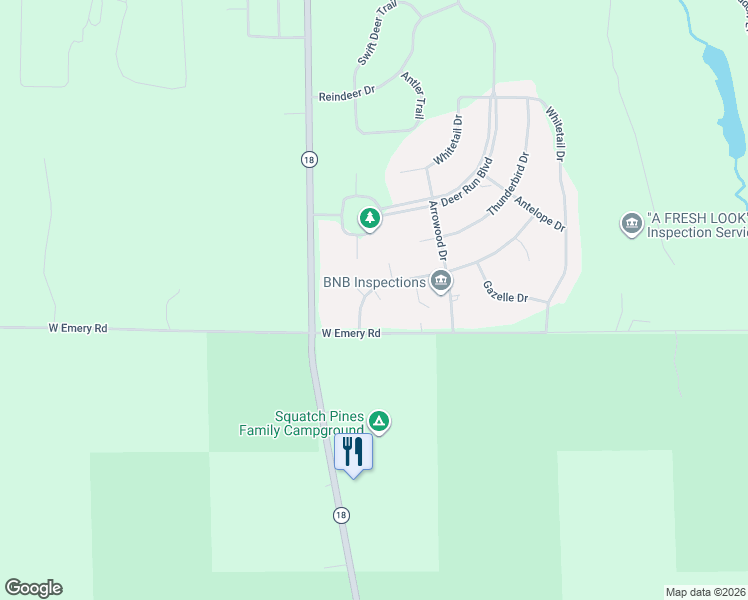 map of restaurants, bars, coffee shops, grocery stores, and more near 100-198 Northland Dr in Denton Township