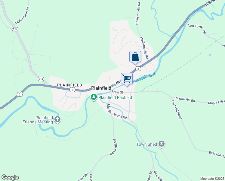 map of restaurants, bars, coffee shops, grocery stores, and more near 72 School Street in Plainfield