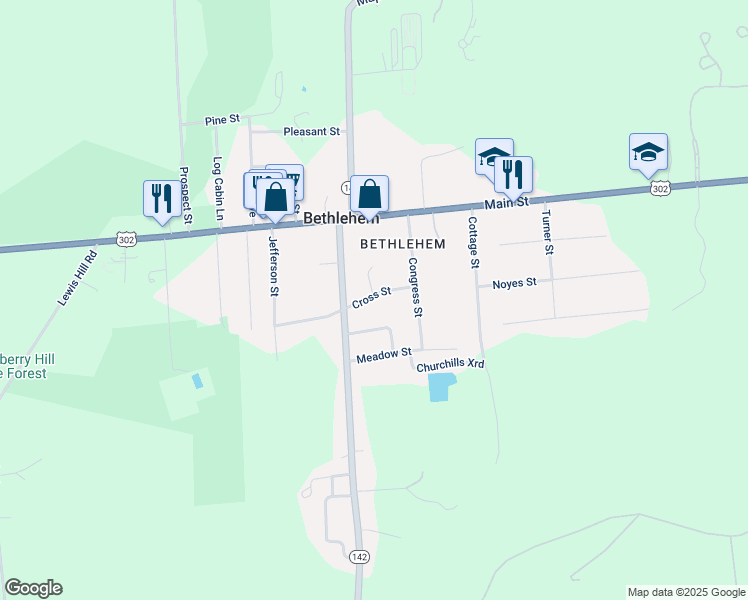 map of restaurants, bars, coffee shops, grocery stores, and more near 144 Cross Street in Bethlehem