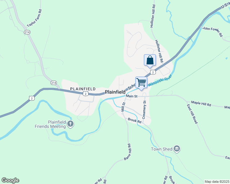 map of restaurants, bars, coffee shops, grocery stores, and more near U.S. 2 in Plainfield