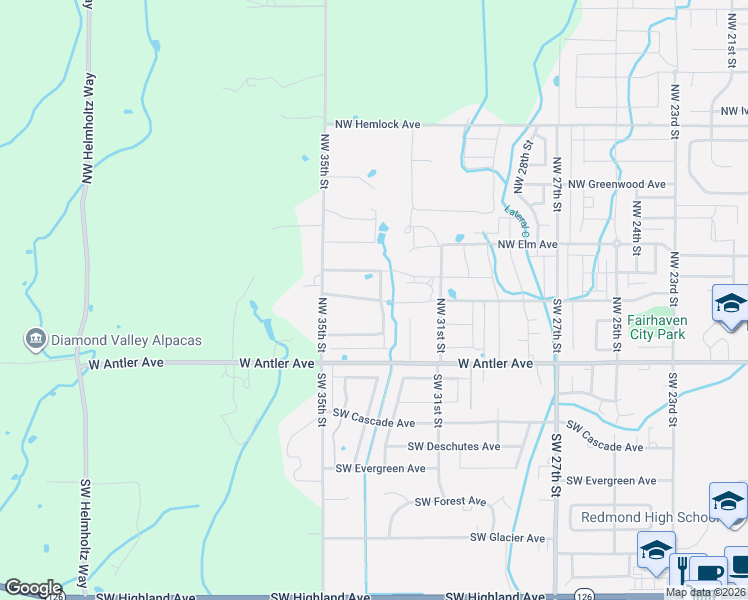 map of restaurants, bars, coffee shops, grocery stores, and more near 3343 Northwest Cedar Avenue in Redmond