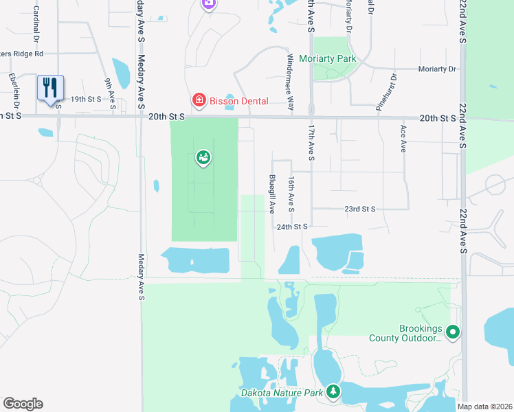map of restaurants, bars, coffee shops, grocery stores, and more near 2314 Bluegill Avenue in Brookings