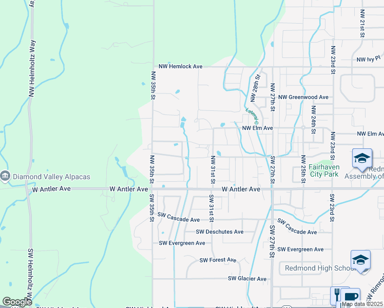 map of restaurants, bars, coffee shops, grocery stores, and more near 3279 Northwest Cedar Avenue in Redmond