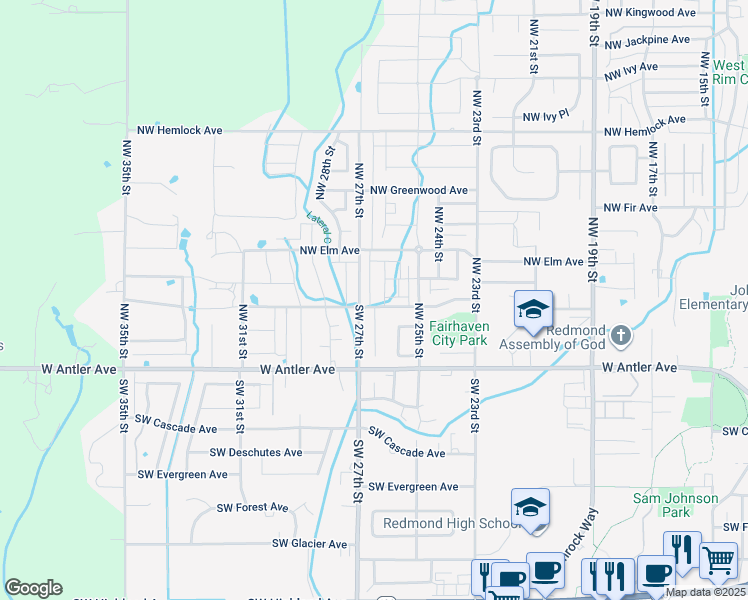 map of restaurants, bars, coffee shops, grocery stores, and more near 2661 NW Cedar Ave in Redmond