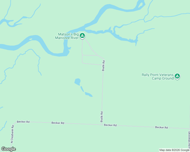 map of restaurants, bars, coffee shops, grocery stores, and more near 2404 Bialik Road in Manistee
