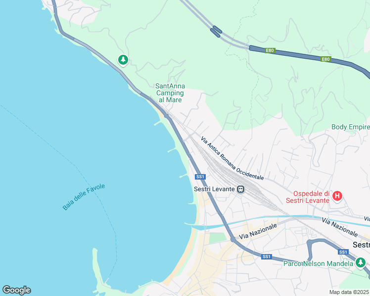 map of restaurants, bars, coffee shops, grocery stores, and more near 330 Viale Mazzini in Sestri Levante