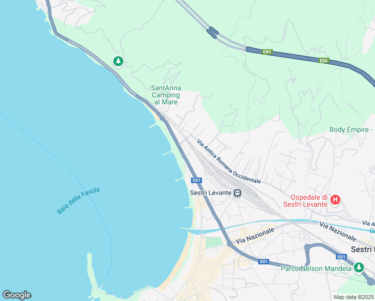 map of restaurants, bars, coffee shops, grocery stores, and more near 330 Viale Giuseppe Mazzini in Sestri Levante