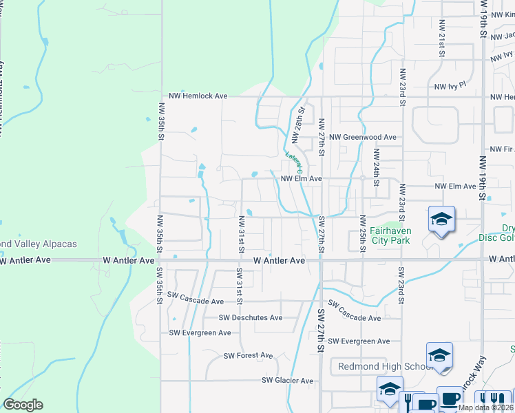 map of restaurants, bars, coffee shops, grocery stores, and more near 3015 Northwest Cedar Avenue in Redmond