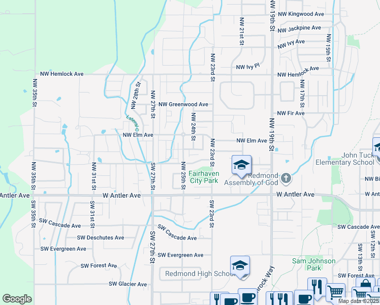 map of restaurants, bars, coffee shops, grocery stores, and more near 2420 Northwest Dogwood Avenue in Redmond